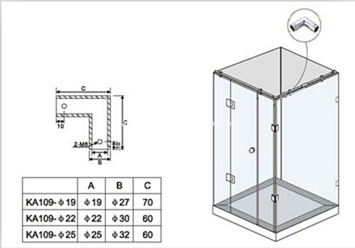 Stainless steel pipe joint clamp for shower door