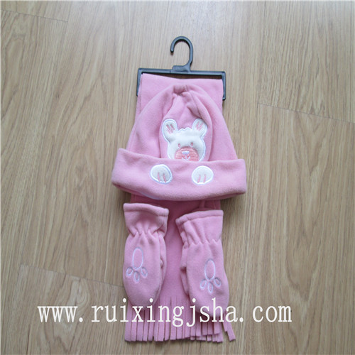 pink cute kids fleece winter set 