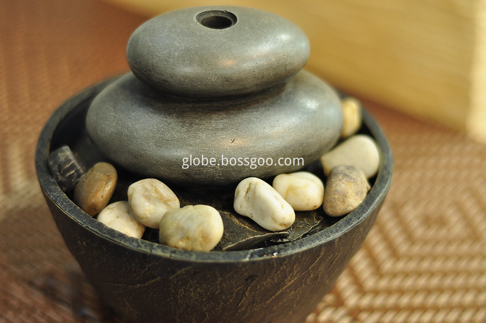 Table Fountain 2 Layers Smooth Stones