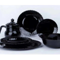 Black Glass Tableware Bowls And Plates Set