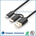 Новый дизайн алюминиевого микро и типа C 2 в 1 USB-кабеле