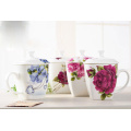 Taza de té de porcelana con impresión de flores para regalos