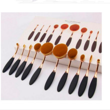 OEM Logo Package Toothbrush Makeup Brush Tools Set 10PCS Oval