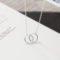 Double Circle Simple Geometric Necklace Gold Silver Double Ring Alloy Pendant Stainless Steel Ladies Jewelry Gift