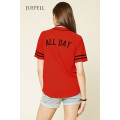 Casual manga curta listrada Baseball T Shirt