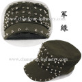 Fashion studded spiked rivet flat top cap military hat