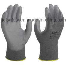 Guante de Nylon gris de trabajo con la PU cubierta (PN8118)