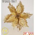 Poinsettia metálica de oro de 10 &quot;de oro clip de Navidad en