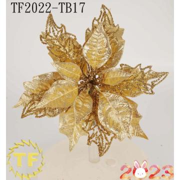 10 &quot;Gold Glitzer Metallic Poinsettia Weihnachtsclip auf