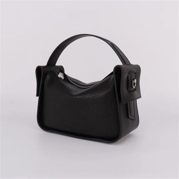 Elegant Black Leather Makeup Bag for Ladies