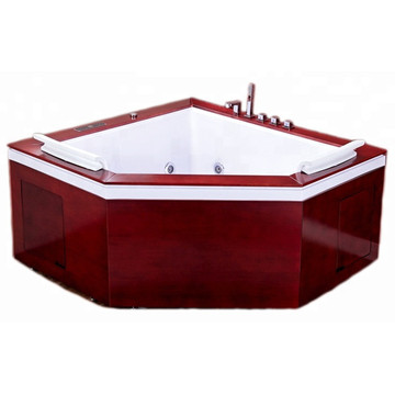 Triangle Massage Jets Bath Bathtub with Wooden Skirt