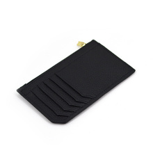 Slim Leather Wallet Metal Zipper Credit Card Holder