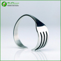 Alta calidad 316l acero inoxidable plata tenedor abierto pulsera brazalete