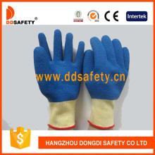 Желтый T / C Shell Blue Latex Полностью покрывающая перчатка Dkl600