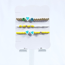 Blue heart soft clay bead bracelet three-piece set