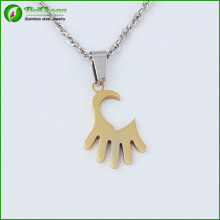 gold palm silver love heart stainless steel couple pendant