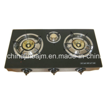 3 quemadores templaron la tapa de cristal 90 # quemador de cobre amarillo (G3-710BA90) Cocina superior / cocina de gas / estufa de gas