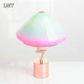 Modern pink mushroom shape desk bedroom glass glass reading lights bedside modern cute luxury iron led table lamp for kids room