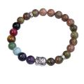 Unakite Armband Buddha 7 Chakra Edelstein Legierung Perlen Schmuck Armreif