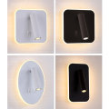 3+8W Rounded Square Aluminum Reading Spot Wall Lamp