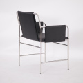 Black genuine leather modern envelope chair