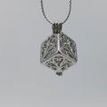 Silver Plated Cube Shaped 6-7mm Pearl Cage Pendant