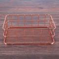 Rose Gold Basket Makeup Organizer Box