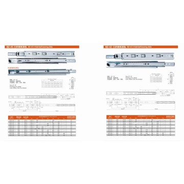 Glissière télescopique à roulement à billes à 5 trous extensible à 3 plis 45 mm