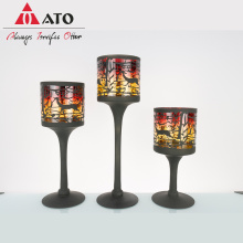 Carton Deer Prited Glass Candlestick Home Decor