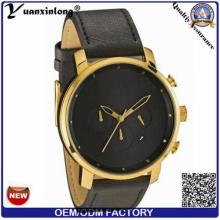YXL-381 moda nuevo estilo Mens relojes oro cromado cuero moda elegante reloj de cuarzo de Mvmt