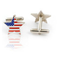 Fashion USA American Flag Silver Cuff Links