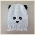 Panda kids knitted animal hats black applique children hats