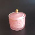 Frasco de armazenamento de vidro rosa elegante caixa de bombons de cristal