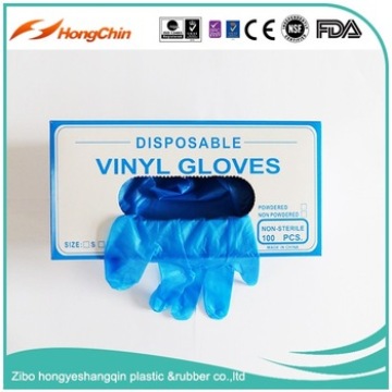 Gants jetables en vinyle bleu