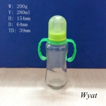 280ml Glass Baby Feeding Bottle with Handle for Wholesale