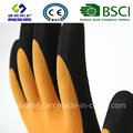 15g guantes de goma de látex de nylon / spandex, guantes de trabajo de seguridad de acabado de arena (SL-RS303)