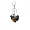 Gemstone Crystal Heart Alloy Wings Dragon &amp; Pterosaur Stone Key Chains Natural Quartz Dragon Charm Key Ring Anniversary Giftary