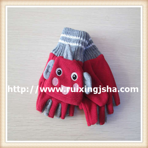 kids fleece cartoon cut finger gloves