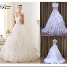 A Line Organza Lace Crystal Beading Hot Sale Wedding Dress