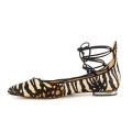 New Arrival Zebra Stripe Flat Women Chaussures avec dentelle (YF-1)