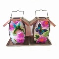 Colorful Stained Glass Garden Decoration Metal Solar Lighted Birdfeeder