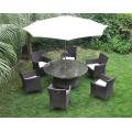 Outdoor PE Rattan Kunststoff Esstisch und Stuhl