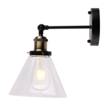 Indoor glass Inverted funnel shape vintage wall lamp