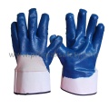 Jersey Cotton Liner Azul Nitrilo Coated Guantes con Open Back