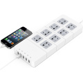 8 Outlet EU / Us / UK / Au soquete elétrico com carregador USB de 5 portas