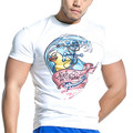 Men 100% Cotton Short Sleeve Silkscreen Print T Shirt