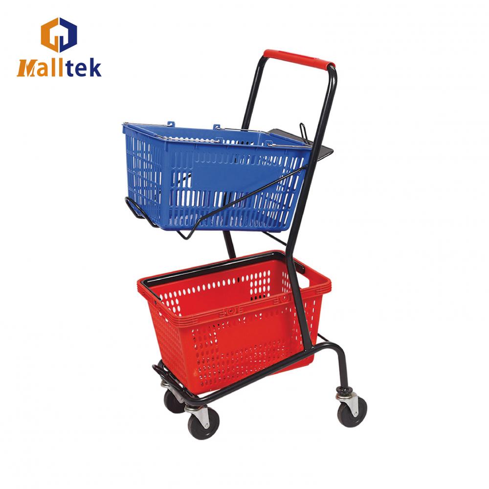 High quality 2 Basket Supermarket Shopping Trolley High quality 2 Basket Supermarket Shopping Trolley