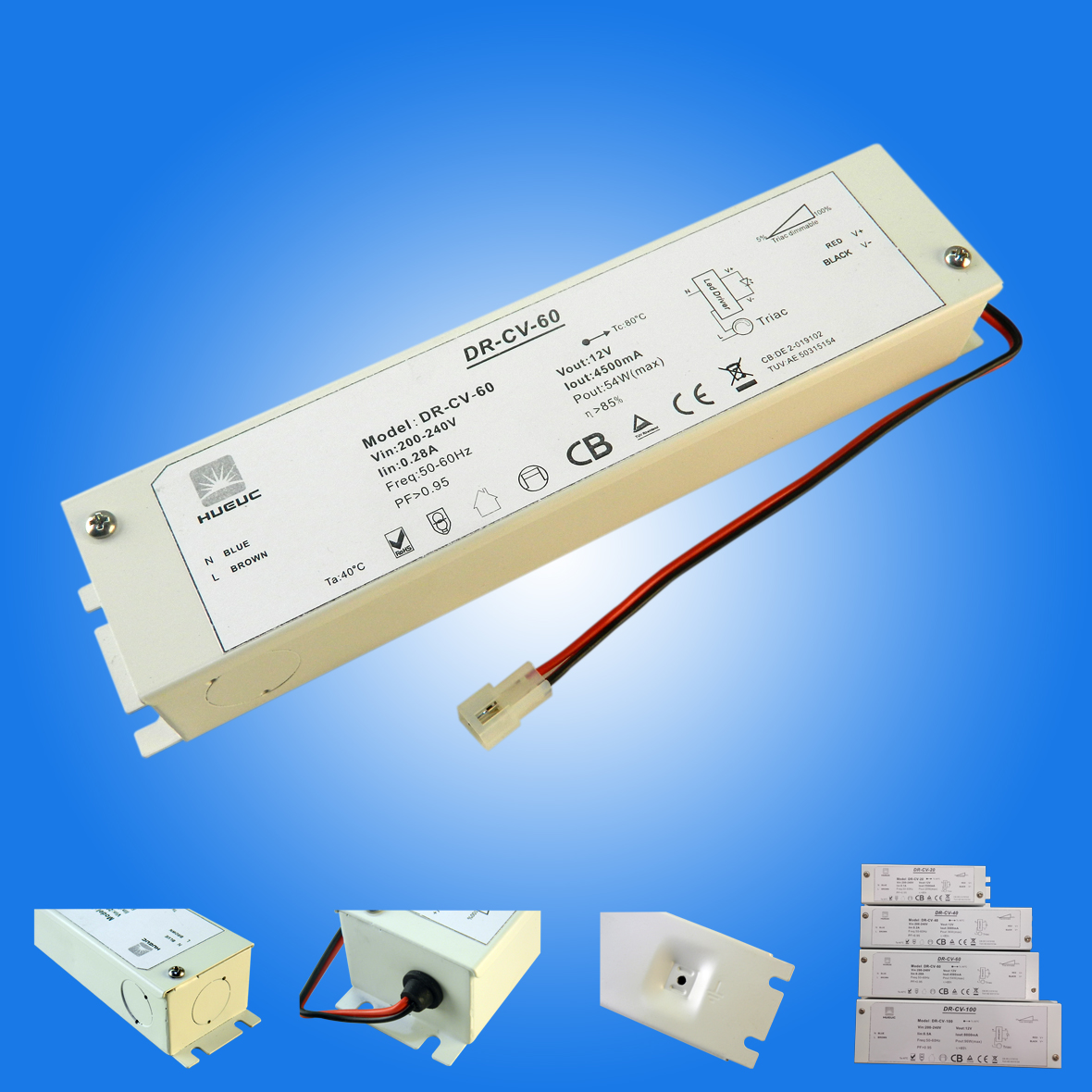 UL/ETL Junction boxed triac dimmable led driver 1-100W