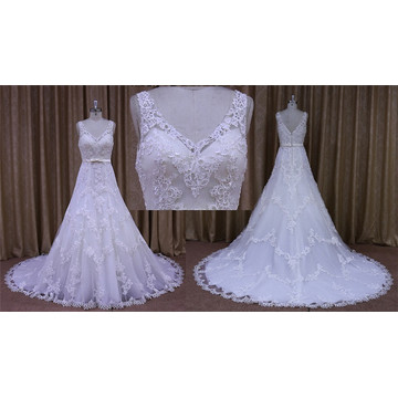 Échantillon réel dentelle a-ligne Wedding Dresses Gowns