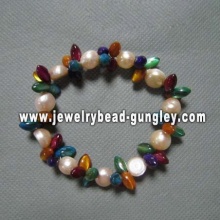 Freshwater pearl with multicolor shell women bracelet